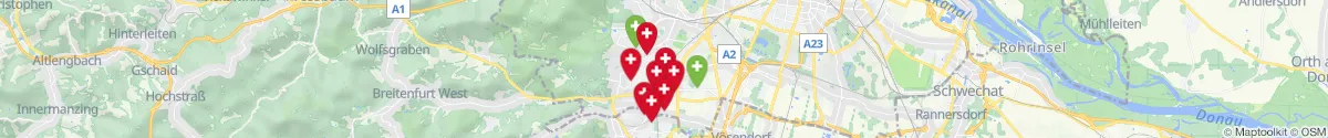 Kartenansicht für Apotheken-Notdienste in der Nähe von Mauer (1230 - Liesing, Wien)